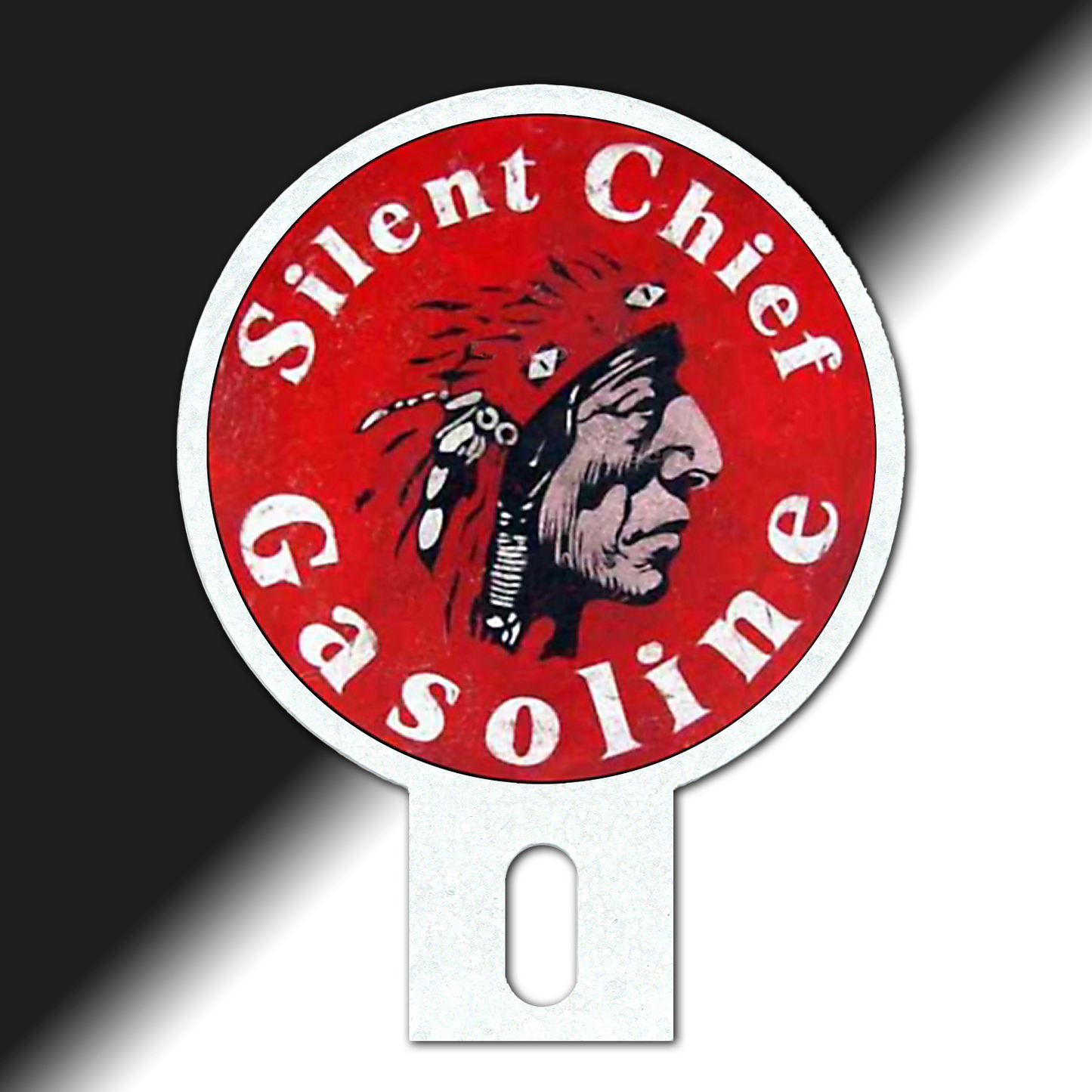 Silent Chief Gasoline plate topper - Vintage Silent Chief Plate top - Hot Rod plate topper